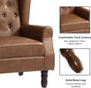Accent Chair, Upholstered Armchair with Button Tufted High Back & Solid Wood Legs, Comfy Wingback Reading Single Sofa Chair for Small Spaces, Living Room, Bedroom (Leather Brown, Set of 2) by CozyNest Decor