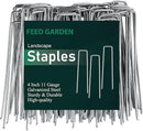 FEED GARDEN 4 Inch 100 Pack Hot-dip Galvanized Landscape Staples 11 Gauge Anti-Rust Garden Stakes Landscaping Fabric SOD Pins Yard Stakes for Weed Barrier Fabric by CozyNest Decor