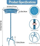 Metal Bird Bath for Outside, 36.2" Height Birdbath Bowl Standing Bird Feeders for Outdoors with 4 Prongs Base Stake, Freestanding Birdfeeders for Garden Yard Lawn Decor (Retro Blue) by GreenHaven Gardens