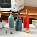 Sweejar 16 Oz Ceramic Olive Oil Dispenser Bottle, Oil Dispenser for Kitchen with Gravity Spout, Relief Opaque Oil Container for Evoo, Avocado Oil, Vinegar, Soy Sauce, 1 Pack(Turquoise, Silver Spout) by CozyNest Decor