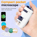 Handheld Portable Pocket Microscope for Kids - BEBANG 135x Mini Lab Kids Microscope with 5 Prepared Slides LED Portable Microbiological Observation Miniscope Tool for Science Exploration by TinyTreasures Baby Boutique