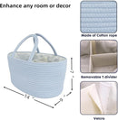 Diaper Caddy Organizer Cotton Rope Baby Basket Nursery Storage and Portable Tote Bag for Car Ideal Baby Shower Gifts and Registry Must-Have for Newborn Essentials blue by TinyTreasures Baby Boutique