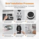 3/4 HP Garbage Disposal, TECASA Food Garbage Disposal with Power Cord, Stainless Steel Grinding System and 3-Bolt Mounting, Continuous Feed Garbage Disposals, Quiet, Taskmaid Series 75 by CozyNest Decor