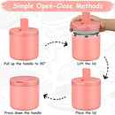 19oz Insulated Vacuum Food Jar with Buckle Lid Wide Mouth Soup Thermo for Hot Food Kids Leakproof Stainless Steel Lunch Container- Pink-1Pack by TinyTreasures Baby Boutique