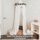 OldPAPA Kids Bed Canopy with Pom Pom Hanging Mosquito Net for Baby Crib Nook Castle Game Tent Nursery Play Room Decor，White by TinyTreasures Baby Boutique