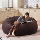 Bean Bag Chair 5Ft, Memory Foam Filled, Large Beanbag Chairs for Adults and Teens, Soft Sofa with Removable Flannel Cover, Round Couch for Living Room Bedroom College Dorm (Brown, 5FT-60×60"×24") by CozyNest Decor
