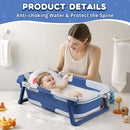 Baby Bathtub,Collapsible Baby Bath Tub with Thermometer & Soft Floating Cushion,Portable Travel Baby Bathtubs for Newborns to Toddlers 0-36 Months(Bear Blue) by TinyTreasures Baby Boutique