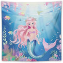 HZOHNAGO Mermaid Girls Tapestry Watercolor Mermaid Princess Pattern Printed Wall Tapestry Wall Hanging for Bedroom Living Room Dorm 60" W x 60" H by CozyNest Decor