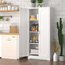 60" Tall Kitchen Pantry Cabinet, Metal Pantry Cabinet with Doors and Adjustable Shelves, White Utility Storage Cabinet with Handles for Dining Room, Bathroom, Laundry Room - Assemble Required by CozyNest Decor
