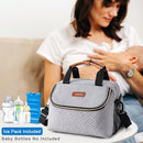 Breastmilk Cooler Bag with Ice Pack Fits 6 Baby Bottles up to 9 Ounce, Wearable Breast Pumps Cooler Bag for Nursing Mom Daycare, Work, Travel- Grey by TinyTreasures Baby Boutique