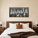 Modern White Forest Framed Canvas Wall Art Set, Minimalist Woodland Art Painting, Retro Tree Landscape Wall Decor, Wildland Deer Artwork for Living Room, Dining Room, Office - 20"x40" by CozyNest Decor