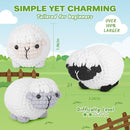 Crochet Kit for Beginners, Crochet Starter Kit with Step-by-Step Video Tutorials, Amigurumi Crochet DIY Knitting Supplies for Adults Kids, 3-Pack Little Lambs (40%+ Yarn) by TinyTreasures Baby Boutique