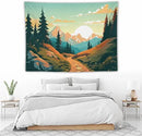 HZOHNAGO Mountain Tapestry Forest Mountain Sunrise Road Pattern Printed Wall Tapestry Wall Hanging for Bedroom Living Room Dorm 80" W x 60" H by CozyNest Decor