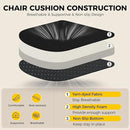downluxe Indoor Chair Cushions for Dining Chairs, Soft and Comfortable Textured Foam Kitchen Chair Pads with Ties and Non-Slip Backing, 16" x 16" x 2", Black, 6 Pack by CozyNest Decor