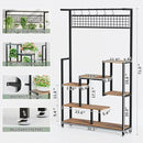 Tall Plant Stand Indoor with Grow Lights, 6 Tiered Metal Plant Stand for Indoor Plants Multiple, Large Plant Shelf Display Rack, Square Flower Plant Holder for Living Room, Patio (Black)
