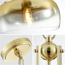 WUZUPS Gold Chandelier Rustic Farmhouse Industrial Round Ceiling Pendant LED Light Fixture with Gradient Glass Shade for Dining Room Kitchen Island Foyer Entryway, H 17" W 13.4", E26 Base by CozyNest Decor