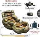 Garden Outdoor Water Fountain, 42.1" L Floor Standing Tiered Rock Outdoor Fountains with LED Lights and Pump for Garden, Backyard, Deck, Patio, Porch and Home Art Decor by GreenHaven Gardens