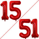 GOER Number 15 Balloons for 15th Birthday Sweet 15 Party Decorations,42 Inch Jumbo Foil Helium 51 Balloons for 51st Birthday Party Decoration (Red) by TinyTreasures Baby Boutique