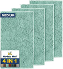 Muddy Mat® 4-Piece Seafoam Green Medium 30"X19" AS-SEEN-ON-TV Highly Absorbent Microfiber Door Mat, Bath Mat and Pet Rug, Non Slip Thick Washable, Soft Chenille for Kitchen Bedroom Indoor and Outdoor by CozyNest Decor
