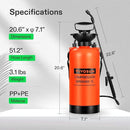 VIVOSUN 1.85-Gallon Pump Pressure Sprayer, Pressurized Lawn & Garden Water Spray Bottle with Adjustable Shoulder Strap, for Spraying Plants, Garden Watering and Household Cleaning by GreenHaven Gardens