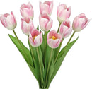 Artificial Tulips Flowers – 20" Long Stem Faux Tulips, 10PCS Real Touch Fake Pink Tulip for Vase, Farmhouse, Kitchen, Spring & Wedding Home Decor by CozyNest Decor