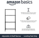 Amazon Basics 4-Shelf Steel Wire Storage Rack, Adjustable, Sturdy, Easy Assembly, 13.4 D x 23.2 W x 48 H in, Black by CozyNest Decor