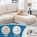 H.VERSAILTEX Velvet Stretch Sectional Couch Covers - 4 Piece Set, L Shape, Ivory Striped (Large Sofa 3 Seater + 1 Chaise) by CozyNest Decor
