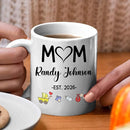 Customized Year & Name New Mom/Mother/Mama White Tea Cup 11 15Oz, Mom EST 2026 Coffee Mug, Personalized Accent Ceramic Cup Gift For First Time Mommy or Wife From Family Husband on Birthday Holiday by TinyTreasures Baby Boutique