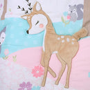 UOMNY Crib Bedding Set for Girls 3 Piece Woodland Baby Girl Crib Bedding Set Include Fitted Crib Sheet Comforter Crib Skirt by TinyTreasures Baby Boutique