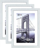 VCK Poster Frames 13x19 White 3 Pack, Solid Wood Picture Frames for Wall Mounting Hanging Art and Puzzle Frame by CozyNest Decor