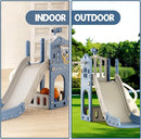XJD 5 in 1 Toddler Slide, Kids Slide for Toddlers Age 1-3, Outdoor Indoor Playset for Toddlers with Basketball Hoop and Ball, Storage Space and Non-Slip Steps Telescope (Blue) by TinyTreasures Baby Boutique