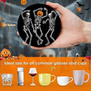 Coaster for Drinks Set of 6, Happy Fall Absorbent Round Ceramic Stone Mat, with Cork Base and Metal Holder by CozyNest Decor