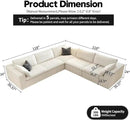 118" Cloud Couch Oversized Modular Sectional Sofa for Living Room,Modern Sofa with Deep Seat，V Shaped Boneless Couch,Comfy Upholstered Corduroy Couches for Apartment, Studio, Office,Bedroom，White by CozyNest Decor