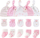 Baby Hats Mittens and Socks Set Cotton Newborn Hat Beanie Soft Infant Girls Boys Caps Gloves 0-6 month by TinyTreasures Baby Boutique