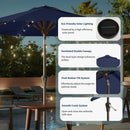 10FT Solar Umbrella 32 LED Lighted Patio Umbrella Table Market Umbrella w/Tilt and Crank, UV-Resistant Outdoor Umbrella for Pool, Garden, Deck, Navy Blue by GreenHaven Gardens