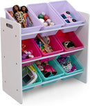 Humble Crew 9-Bin Toy Organizer – Forever Natural White/Pink/Purple/Aqua Plastic Bins, 3-Tier Storage Solution for Kids' Playrooms and Nurseries by CozyNest Decor
