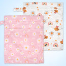 2pcs Travel Waterproof Laundry Bag, Cloth Diaper Wet Dry Bags with Handle & 2 Zipper Pockets, Reusable Washable Dirty Clothes Bag for Baby Adult Travelling Hanging, Bathing Beach Pool Daycare by TinyTreasures Baby Boutique