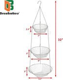 Deco Brothers Hanging Fruit Basket, 3-Tier, Chrome by CozyNest Decor