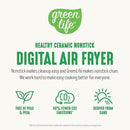 GreenLife Compact Electric Air Fryer Oven, 5.3 QT, PFAS-Free Ceramic Nonstick Drawer, 8 One Touch Digital Display, Easy View Window, Auto Shut-Off Timer, Dishwasher Safe Parts, 1500 Watts, Taupe by CozyNest Decor