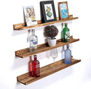 AZSKY Picture Ledge Shelf Wall Ledge Floating Shelves for Photo Frames Kids Book Shelves Wall Mounted Burnt Wall Display Shelf Wooden Frame Ledge 48 Inches Set of 3 Bathroom Organizer Shelves by CozyNest Decor