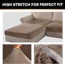 PrinceDeco Sectional Couch Covers 3 Pieces Velvet Sofa Covers L Shape Soft Couch Covers for Sectional Sofa Corner Sofa Cover Couch Cover for Dogs Washable (2 Seater + 1 Chaise,Taupe) by CozyNest Decor