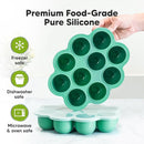 KeaBabies Silicone Food Freezer Trays with Lid, 2oz x 10 Pods Baby Food Storage Containers, Easy Puree Meal Prep, Breast Milk Silicone Freezer Molds, Dishwasher,Microwave Safe,BPA-Free(Alpine Green) by TinyTreasures Baby Boutique