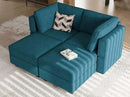 Bellfin Modular Sectional Sleeper Sofa Convertible Sofas with Storage Ottomans Small Sectional Couches for Living Room. Peacock Blue Couch by CozyNest Decor