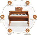 Wood City Wooden Piano Toys (25 Keys) Mini Music Educational Instrument Toy Toddler Baby Kids Piano Keyboard with Music Stand and Color Coded Keyboard Stickers for 3-7 Year Old by TinyTreasures Baby Boutique