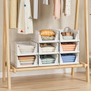 6 Pack Stackable Closet Storage Basket - Stackable Storage Bins, Multifunctional & Foldable Closet Organizer, Wardrobe Storage Space-Saving Clothes Storage Drawer Organizer, White by CozyNest Decor