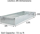 12x4x1.5ft Galvanized Raised Garden Bed,Outdoor Planter Box Metal Patio Kit Planting Bed for Vegetables Flowers Herb,Silver by GreenHaven Gardens
