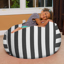 Posh Creations Bean Bag Chair for Kids, Teens, and Adults Includes Removable and Machine Washable Cover, Canvas Stripes Gray and White, 38in - Large by TinyTreasures Baby Boutique
