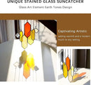 HDCRYSTALGIFTS 7pieces Stained Glass Window Hanging Suncatchers Handcrafted Modern Sunset Glow Design Stained Glass Wall Art Sun Catcher for Home Garden Decoration Reconfigurable by GreenHaven Gardens