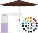 Midtown Umbrellas Sunbrella Umbrella 8 Feet Outdoor Umbrella With Sunbrella Bay Brown Acrylic Fabric - Auto-Tilt Aluminum Frame Patio Umbrella For Backyard, Deck, Garden, Pool - Black Pole by GreenHaven Gardens
