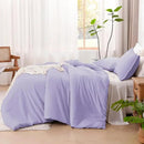 Litanika Lavender Purple Comforter Full Size, 3 Pieces Lightweight Solid Bedding Comforter Set, All Season Fluffy Bed Set (79x90In Comforter & 2 Pillowcases) by CozyNest Decor
